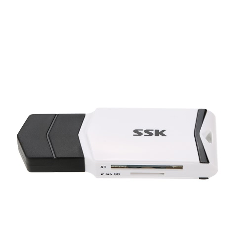 SSK USB3.0 Lecteur de carte tout-en-1 Lecteur de carte mémoire SD TF à double fente pour ordinateur portable Mac