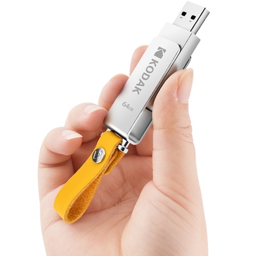 

Kodak K133 64G USB 3.0 Flash Drive Metal U Disk with Rotary Leather Rope Chain