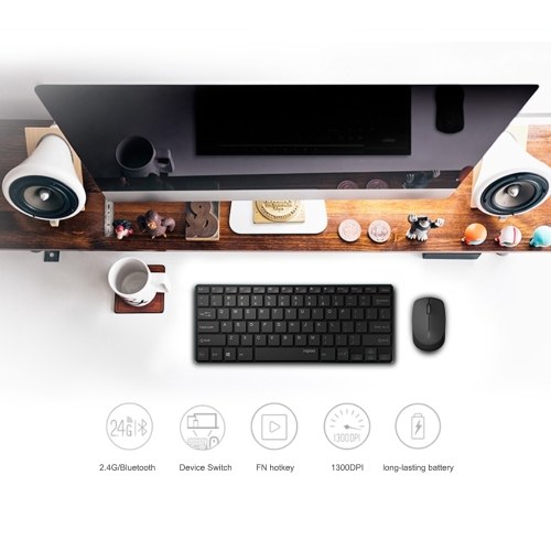 

Rapoo 9000M Silent Multi-Mode Keyboard Mouse Set Wireless Bluetooth 3.0/4.0/2.4G Combo for Windows Laptop PC Desktop Computer
