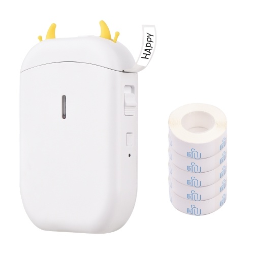 Label Maker Machine Mini Pocket Thermal Label Printer with 5 Roll Thermal Labels 0.6x1.1in/15x30mm All in One BT Connect 203DPI Prince Tag DIY Date ...