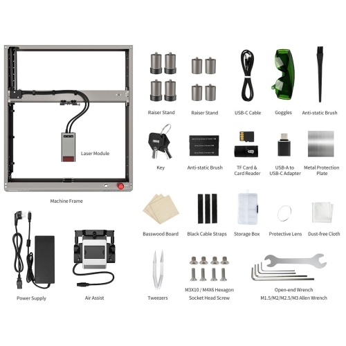 Creality Falcon2 22W Lasergraver mit 4in1 Y-Achse Drehwalze und 400x400mm Wabenarbeitstisch