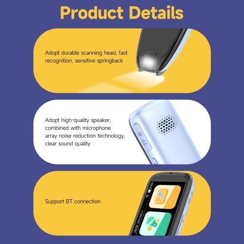 

Intelligent Translator Scanning Pen 2.23 inch Display Screen Fast Recognition Offline Scanning Built-in 1050mAh Lithium Battery