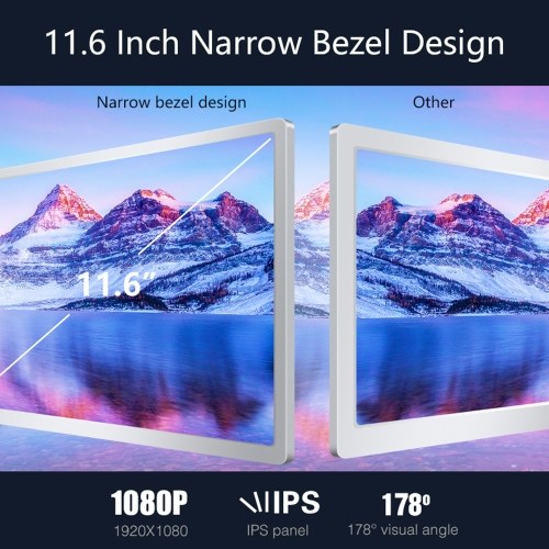 11.6 inches Laptop Expansion Screen FHD Portable Tri-screen Monitor with 1 Cable for 2 Displays for Windows, MacOS for 13.3-16.5 inch Laptop 