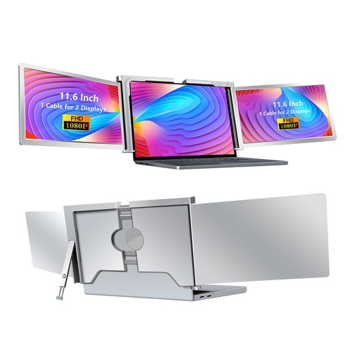11.6 inches Laptop Expansion Screen FHD Portable Tri-screen Monitor with 1 Cable for 2 Displays for Windows, MacOS for 13.3-16.5 inch Laptop 