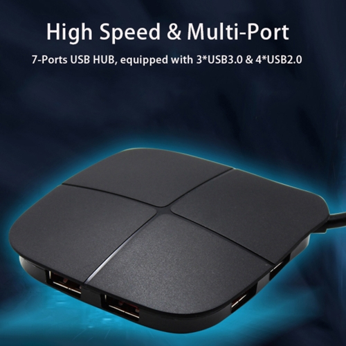 

7-Ports USB HUB High Speed USB3.0 & USB2.0 Hub Splitter Multiport with Cool Seven Colors Backlit LED Light Plug and Play