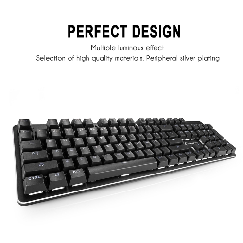 

Combatwing 104 Keys Wired USB Waterproof Mechanical Gaming Keyboard Anti-Ghosting Blue Switches with White LED Backlit Black
