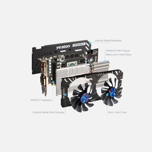 Schede grafiche YEA RX580-2048SP-4G D5 GAEA Radeon Chill Polaris 20 Dual Fan Cooling 4GB Memory GDDR5 256bit DP / HDMI / 2xDL-DVI-D GPU