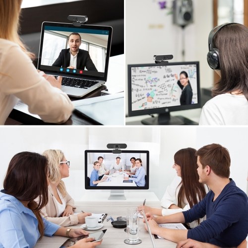 

1080P Full High Definition Webcam Wide Angle Lens USB Web Camera with Built-in Microphone for Desktop PC Laptop Notebook