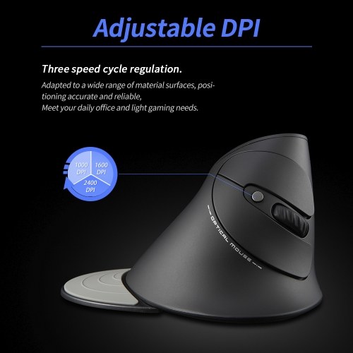 ZELOTES F-17 Vertical Mouse 2.4GHz Wireless Gaming Mouse 6 Keys Ergonomic Optical Mice with 3 Adjustable DPI for PC Laptop 