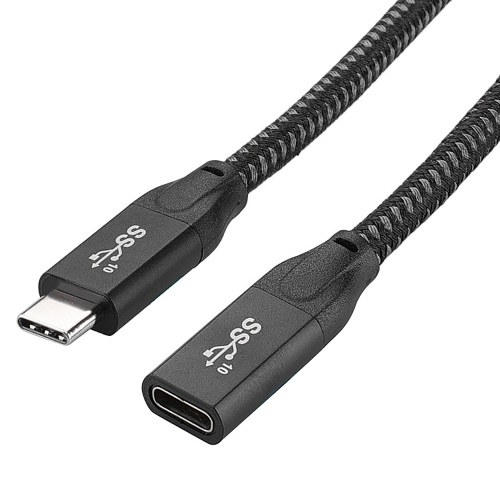 Cabo de extensão USB-C 3.1 Gen2 20 Gbps PD100W Quick Charge 4K de vídeo compatível com disco rígido externo Thunderbolt3, preto 0,6 m