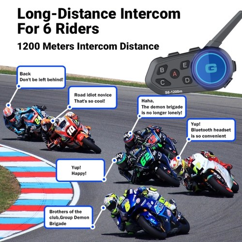 Motorcycle BT Headset, Motorcycle Helmet Intercom, BT Connection Stereo Music Intelligent Noise Reduction Voice Prompt 500M Double Intercom, Intelligent Noise Reduction, FM Radio Long Battery Life for Worry-Free Riding 