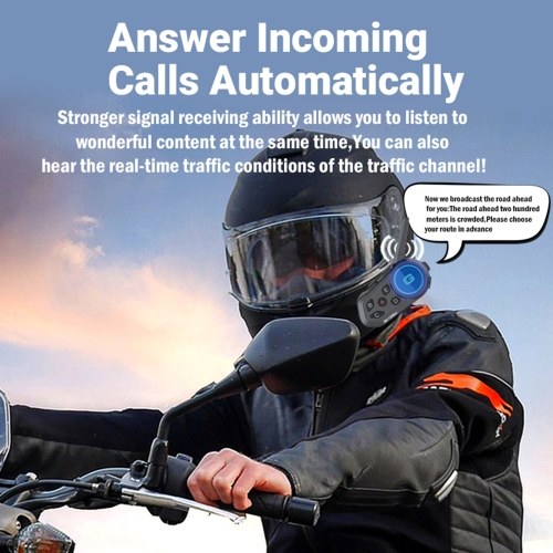 Motorcycle BT Headset, Motorcycle Helmet Intercom, BT Connection Stereo Music Intelligent Noise Reduction Voice Prompt 500M Double Intercom, Intelligent Noise Reduction, FM Radio Long Battery Life for Worry-Free Riding 