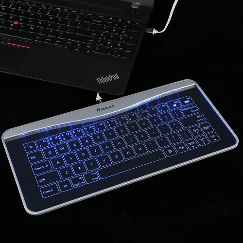Bastron Ultra-thin Splash-resistant Tempered Glass USB Wired Touch Keyboard
