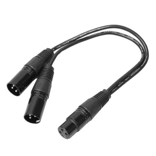 2019MMF XLR Plugue Feminino de 3 Pinos para Dual 2 Cabo Masculino DJ Y Splitter Adaptador Cabo para Microfone Studio 8-Inch Black