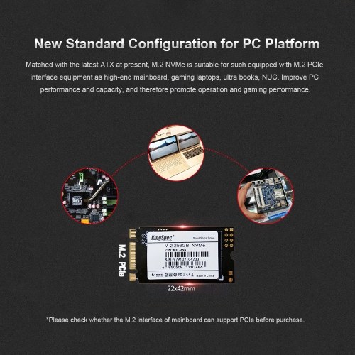 

KingSpec 256GB 2242 PCIe 3.0 NVMe M.2 3D NAND SSD Solid State Drive- Internal SSD (NE-256)