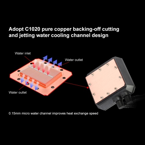 

SOPLAY Кулер Вентилятор водяного охлаждения Радиатор процессора 120мм Тихий вентилятор Чистый медный цвет радуги Автоматический запуск Поддержка Intel / AMD