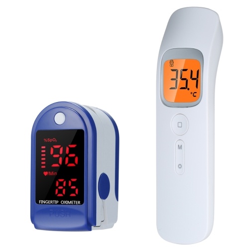 

P30 Non Contact IR Infrared Thermometer + LED Blood Oxygen Monitor Fast Reading Finger Pulse Oximeter Blue