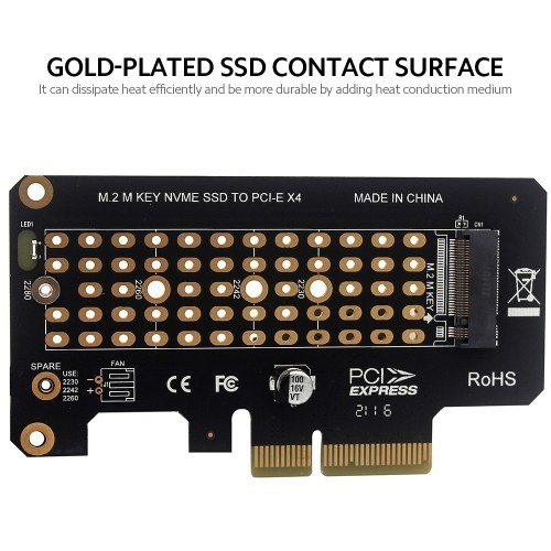 M.2 NVME M-Key to PCI-E X4 Adapter Card Expansion Card Support M-Key NVME PCI-E Protocol SSD Compatible with PCI-E X4/X8/X16