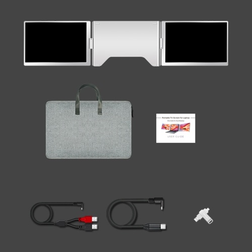 14`` Laptop Screen Extender 1080P FHD Portable Triple Monitor for 13-17.3`` Laptop Folding Monitor Extender with Kickstand Carrying Bag 
