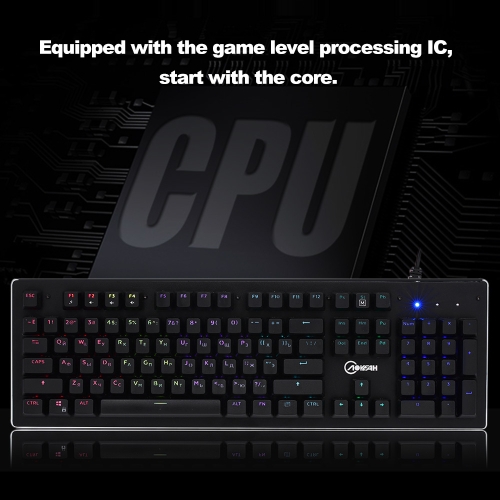 

AOYEAH K100 Keyclick English Russian Mechanical Gaming Keyboard Blue Switches Backlit Keyboard for Gaming Black