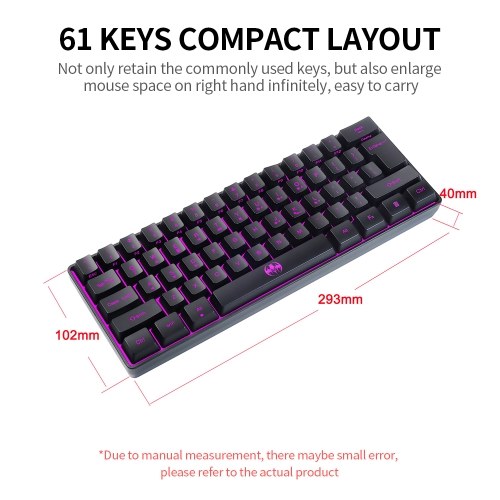 

Wireless Keyboard 61 Keys BT+2.4G Dual-mode Keyboard with RGB Backlight Effect ABS Two-color Injection Molding keycap Black