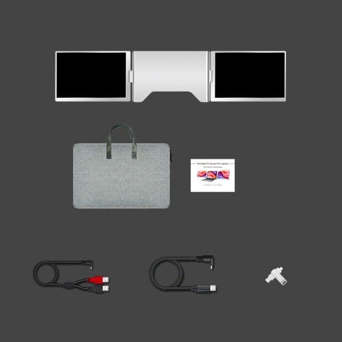 16`` Laptop Screen Extender 16:10 FHD Portable Triple Monitor for 12-18.5`` Laptop Folding Monitor Extender with Kickstand Carrying Bag 