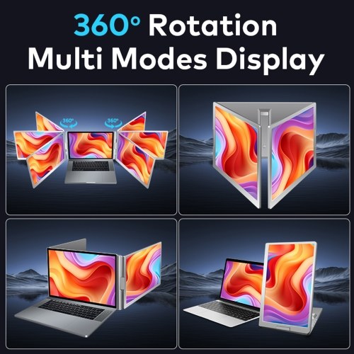 16`` Laptop Screen Extender 16:10 FHD Portable Triple Monitor for 12-18.5`` Laptop Folding Monitor Extender with Kickstand Carrying Bag 