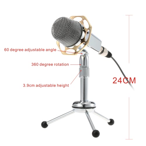 

3.5mm Stereo Professional Studio Desktop Omnidirectional Condenser Sound Microphone Mic Recording for PC Laptop Skype MSN QQ Singi