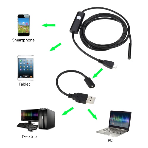 

7.0mm 2m Цифровой USB эндоскоп Borescope Ручной Осмотр Змея камеры 6 Регулируемый светодиодный для Android смартфон / ноутбука