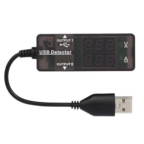 

Тестер напряжения с двумя USB-портами Контроллер мощности для зарядки и мониторинга данных Синхронизация Двойной светодиодный дисплей для iPhone iPad Smartphone Black