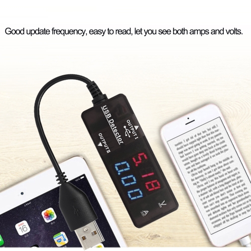 

Voltage Current Tester with Two USB Ports Power Meter for Charging and Data Monitor Sync Dual LED Display for iPhone iPad Smartphone Black