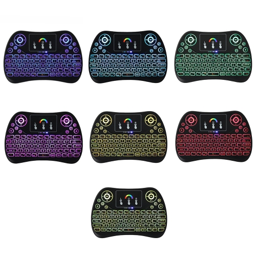 

Портативная 2.4G RGB Беспроводная клавиатура Touchpad с подсветкой Мини-клавиатура с USB-приемником Plug and Play для Android TV Box Tablet Black