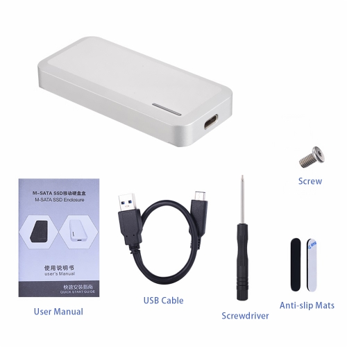 

Portable M-SATA SSD Enclosure Aluminum Shell High Speed USB 3.1 Gen 2 Type-C Mini-SATA External SSD Mobile Box Solid State Drive C