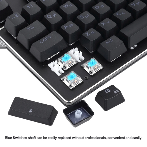 

AOYEAH K102 Keyclick English Russian Mechanical Gaming Keyboard Blue Switches Backlit Keyboard for Gaming Black