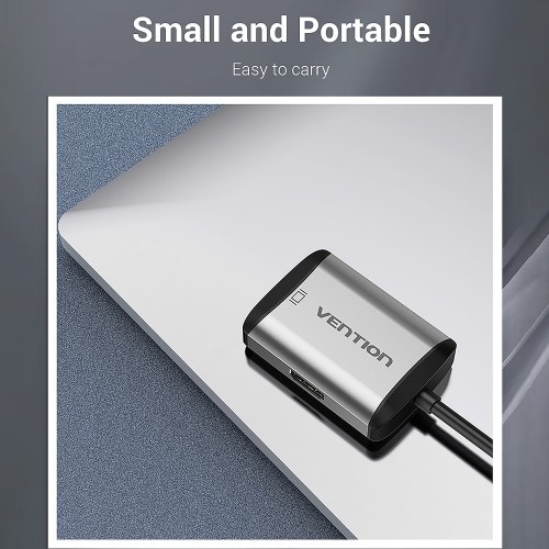 CS@ Vention USB-C to HDMI/VGA/1USB-A/ PD Cable 4-in-1 Multi Function 0.15M. Space Grey (TFAHB)