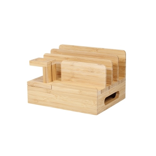 

Multifunctional Bamboo Wood Storage Bracket Mobile Phone Tablet Storage Base Desktop Organizer for Phone Smart Watch Tablet
