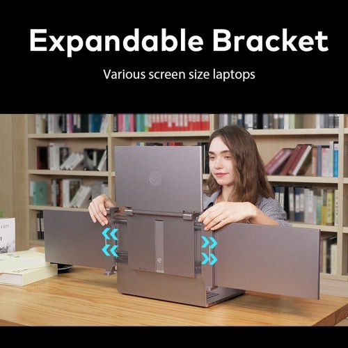 14 inches Laptop Expansion Screen 1080P FHD Portable Quad-screen Monitor Fordable & Rotatable Design Driver Quick Installation with 1 Cable for 3 Displays for Windows, MacOS for 13.6-17.3 inch Laptop 