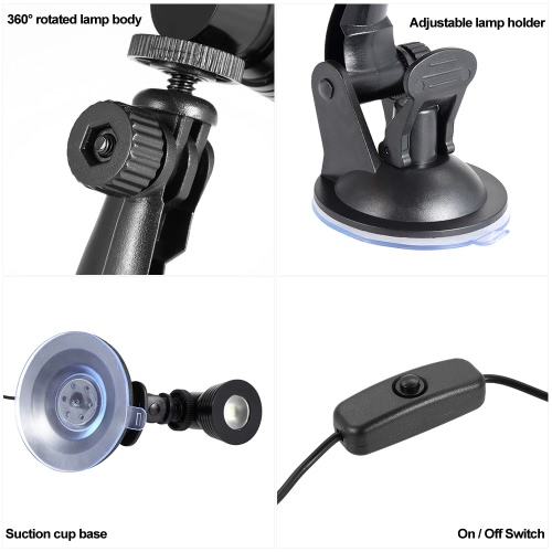 

Desk Lamp Eye-caring Table Lamps Small Reading Lamp 360° Rotation Foldable w/ Suction Cup Base Black