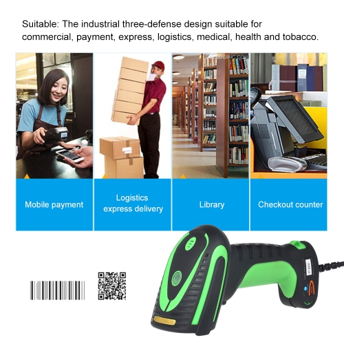 

iMARCONE Handheld 2D USB Barcode Scanner Professional QR Scanning Bar-code Reader IP68 Waterproof Black with Green