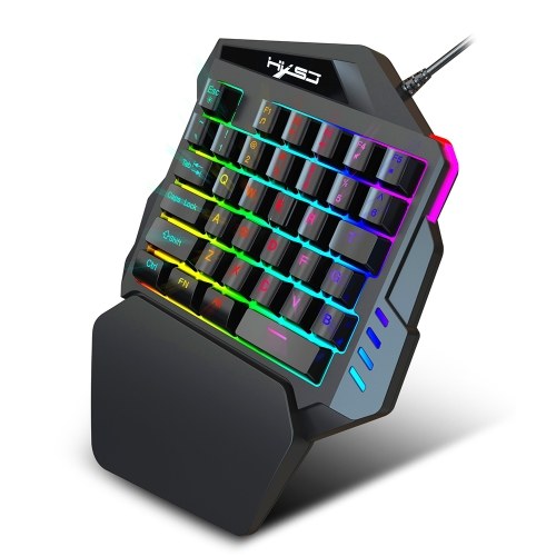

HXSJ J300 + V100 Клавиатура и мышь Комбо RGB Lighting Программируемая игровая мышь + Игровая клавиатура одной рукой с регулируемым DPI