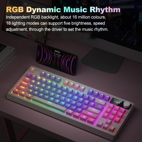 Wireless Mechanical Keyboard K87 Keyboard RGB Mechanical Keyboard  Three Mode Connectivity  18 Lighting Effects  Hot Swap  High Capacity Battery  DIY Software Support  for PC Gaming and Typing (Red Switch) 