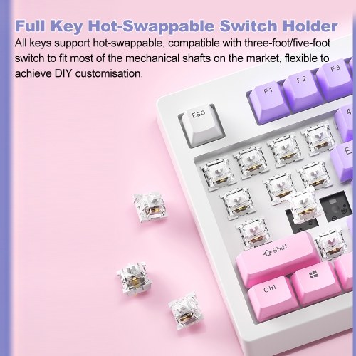 Wireless Mechanical Keyboard K87 Keyboard RGB Mechanical Keyboard  Three Mode Connectivity  18 Lighting Effects  Hot Swap  High Capacity Battery  DIY Software Support  for PC Gaming and Typing (Red Switch) 