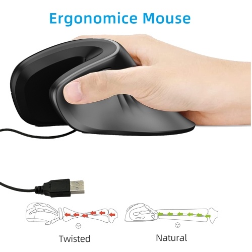 Vertical Mouse Wired Ergonomic Design Mice 7200DPI Adjustable Optical E-sports Mice Strong Compatibility Supports Windows/Linux/Mac OS For Computer Laptop PC