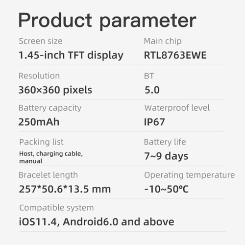Smart Watch 1.45-inch High-Clear Screen Sports Health Monitoring Sleep Monitor Watch IP67 Waterproof BT5.0 Call 9 Days Long Usage Time Multi-sport Modes for Men Women Health Monitor Watch 