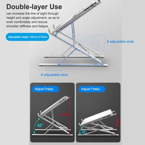 

Foldable Portable Laptop Stand Adjustable Levels Double-layer Use