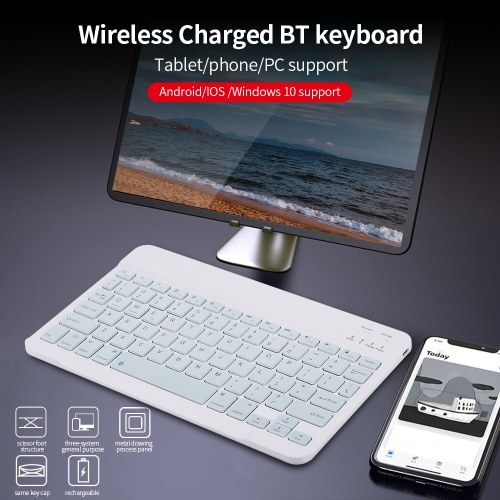 10-inch Wireless BT Keyboard Three-system Universal Colorful Rechargeable BT Keyboard Mobilephone Tablet Universal Keyboard 