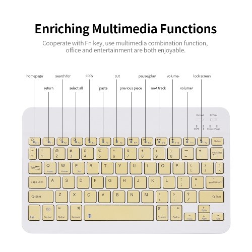 10-inch Wireless BT Keyboard Three-system Universal Colorful Rechargeable BT Keyboard Mobilephone Tablet Universal Keyboard 