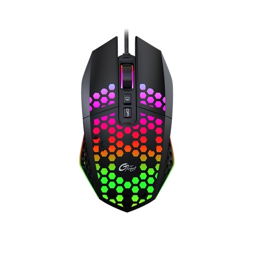 Mouse da gioco RGB cablato X801 con 7 pulsanti programmabili Pulsante back-to-desktop 6 livelli DPI regolabili 7 modalità di illuminazione Nero