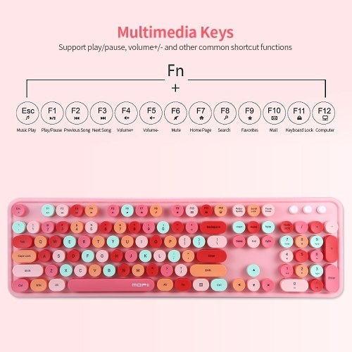 Mofii Sweet Keyboard Mouse Combo Mixed Color 2.4G Wireless Keyboard Mouse Set Circular Suspension Key Cap for PC Laptop Black 