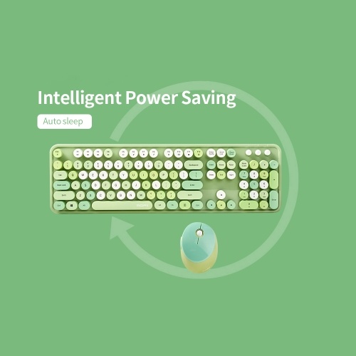 Mofii Sweet Keyboard Mouse Combo Mixed Color 2.4G Wireless Keyboard Mouse Set Circular Suspension Key Cap for PC Laptop Black 